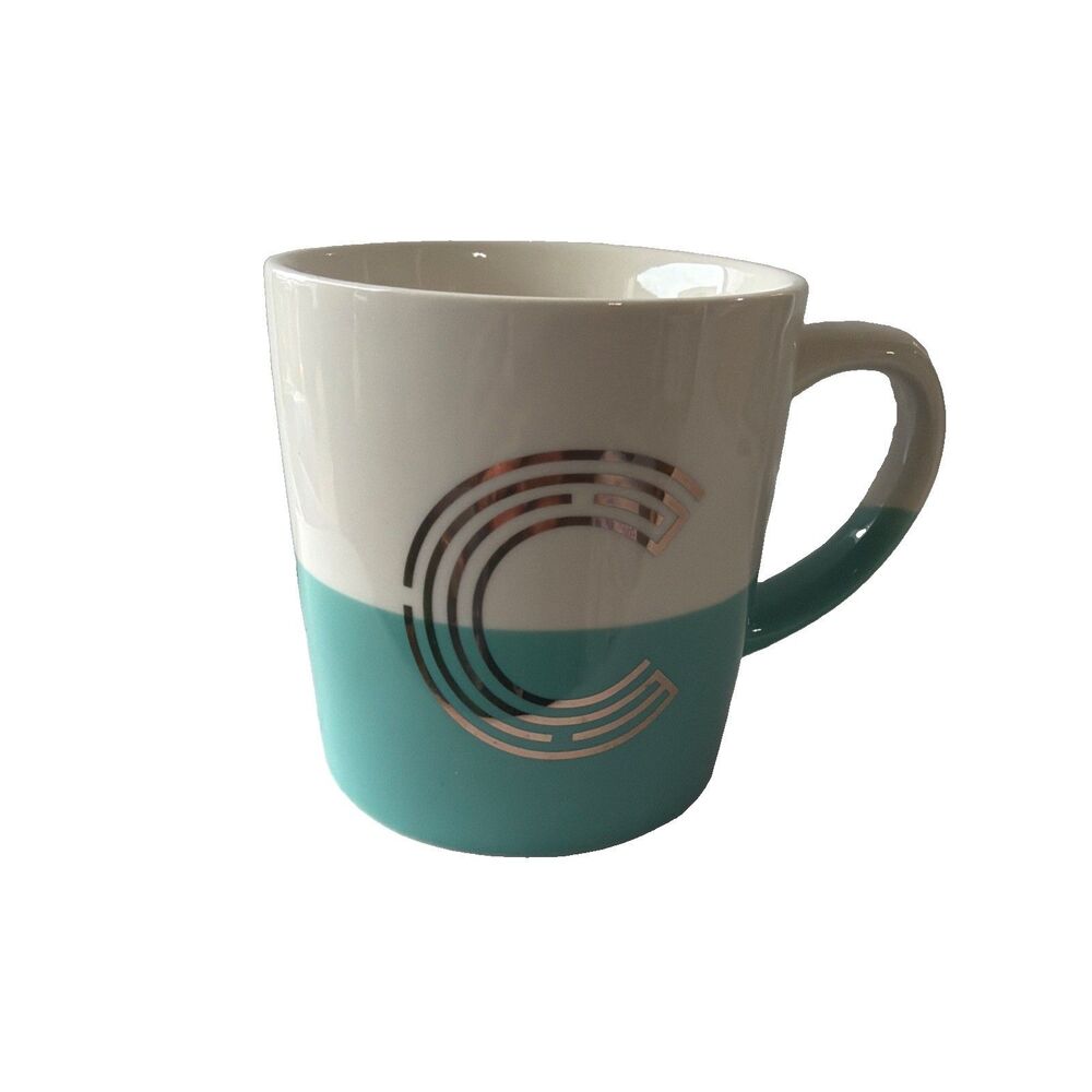 Modern Expressions Monogram C Mug 17.5 Oz Teal Gold Letter Coffee Cup Walgreens